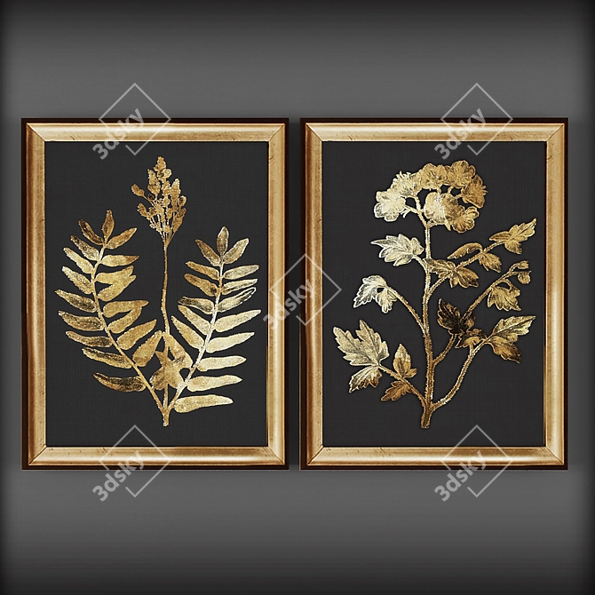 Botanical Flower Framed Wall Art 3D model image 1