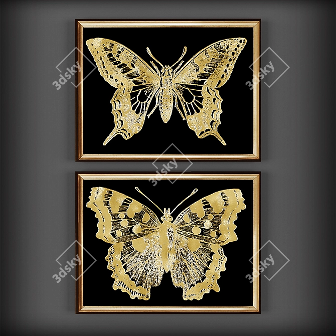 Botanical Flower Framed Wall Art 3D model image 3