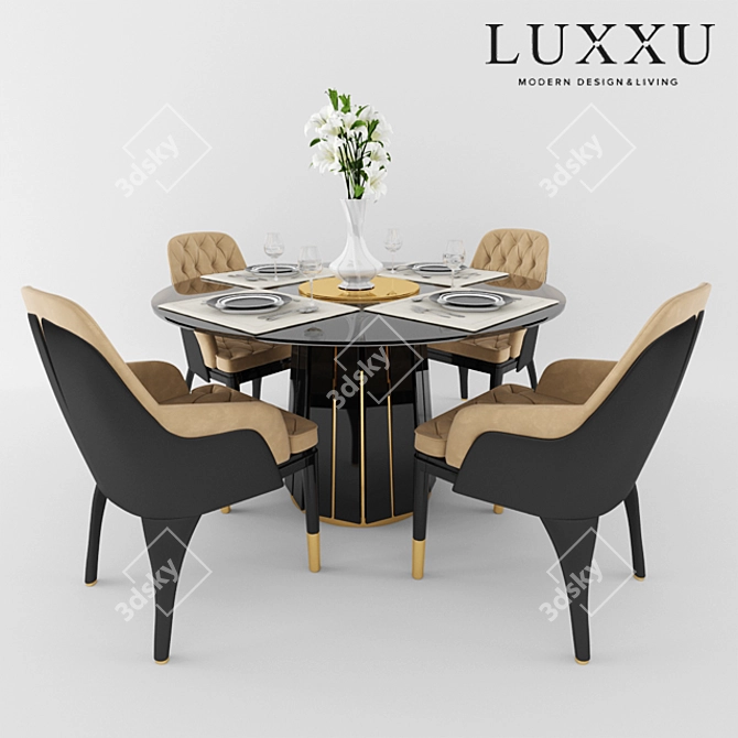 Luxurious Charla Chair & Darian Table Set 3D model image 1