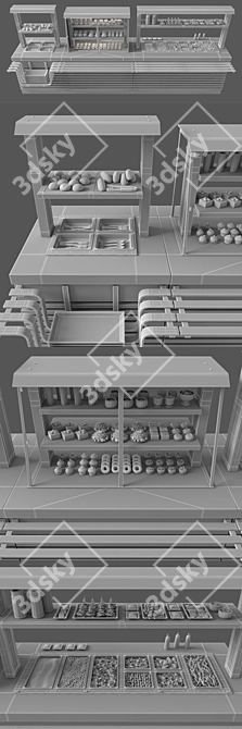 Regata Food Distribution Line: Display Stand, Refrigerated Showcase, Marmit 3D model image 3