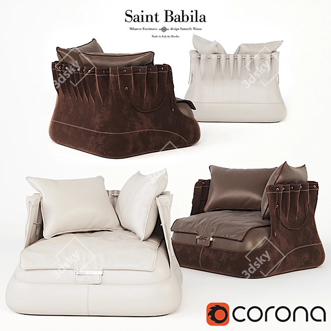Elegant Babila Armchair: Leather & Fabric Blend 3D model image 1