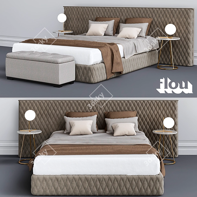 Elegant Flou Bedroom Set 3D model image 1
