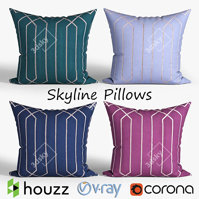 Skyline Decorative Pillow Set 3D model image 1
