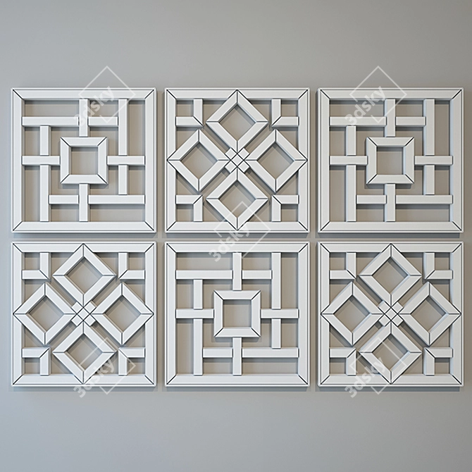 Handcrafted Arabesque Mirror Set 3D model image 3