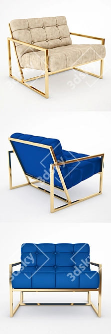 Luxury Gold Lounge Chair 3D model image 2