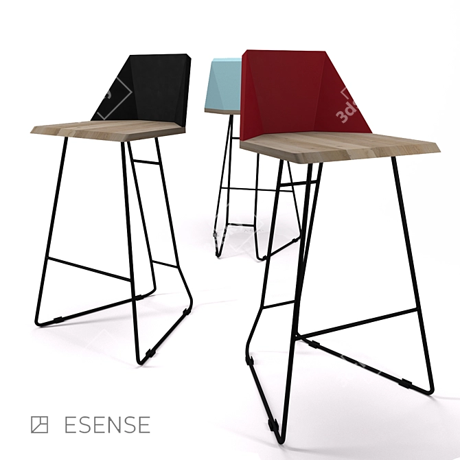 Foldable Metal and Wood Bar Stool 3D model image 1