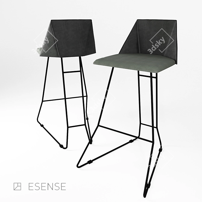 Modern Leather Bar Stool 3D model image 1