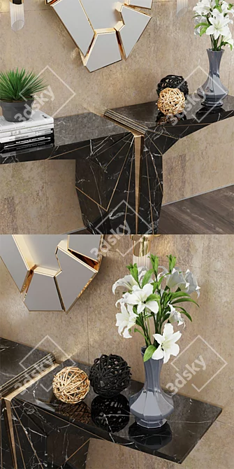 Luxury Console, Mirror & Wall Light Set 3D model image 2