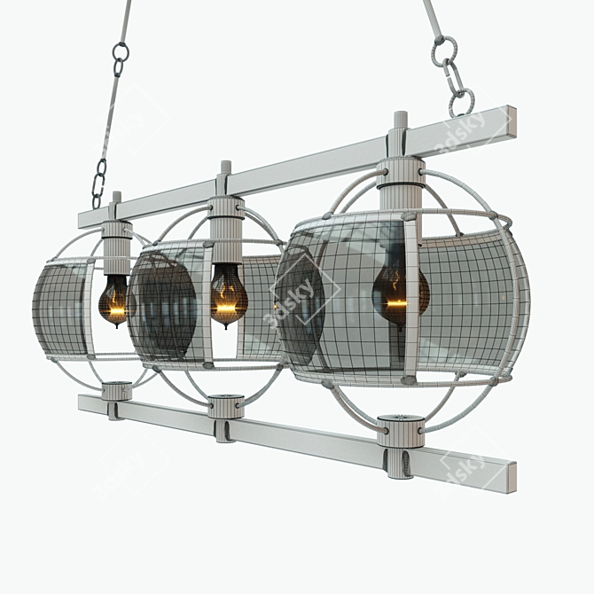 Elegant Broxton Rectangular Chandelier 3D model image 3