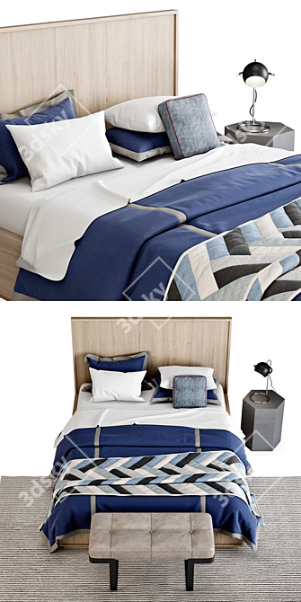 Elegant Meier Panel Bed 3D model image 2