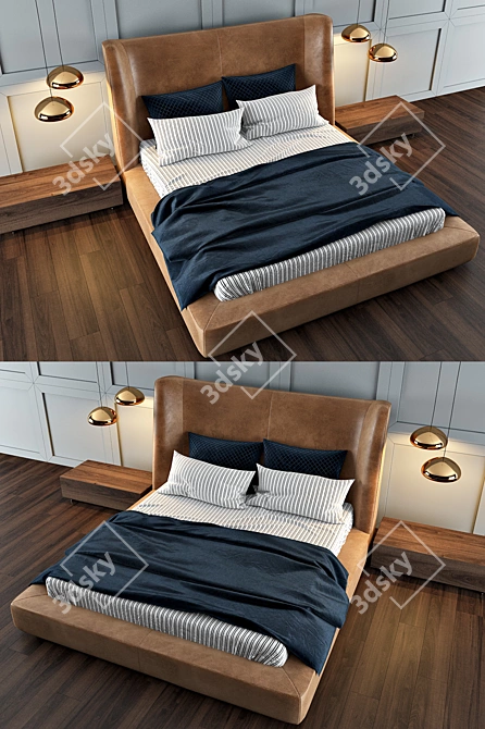Midnight Flexform Bed: Elegant and Versatile 3D model image 2