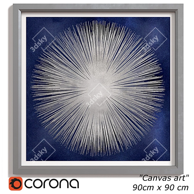 Silver Sunburst on Blue Canvas Print 3D model image 1
