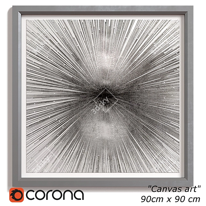 Silver Sunburst on Blue Canvas Print 3D model image 2