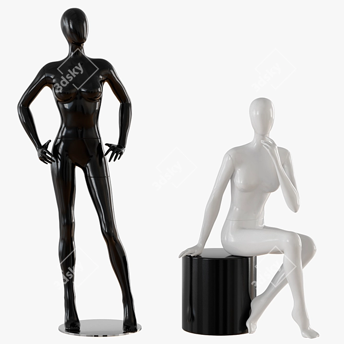 Sleek Female Abstract Mannequin 3D model image 1