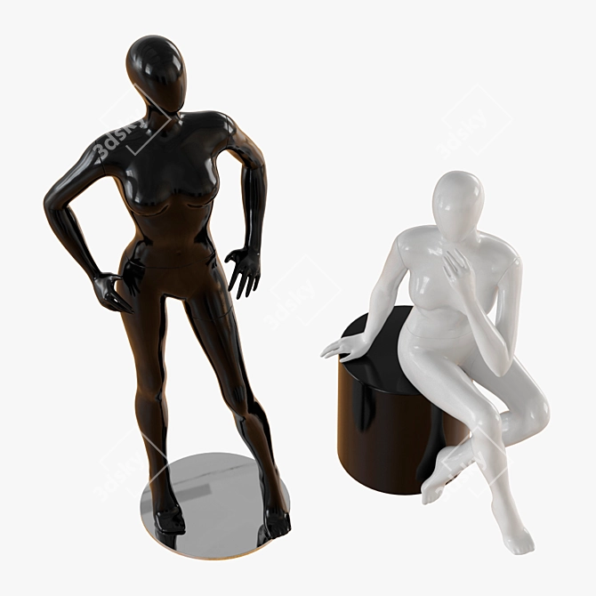 Sleek Female Abstract Mannequin 3D model image 2