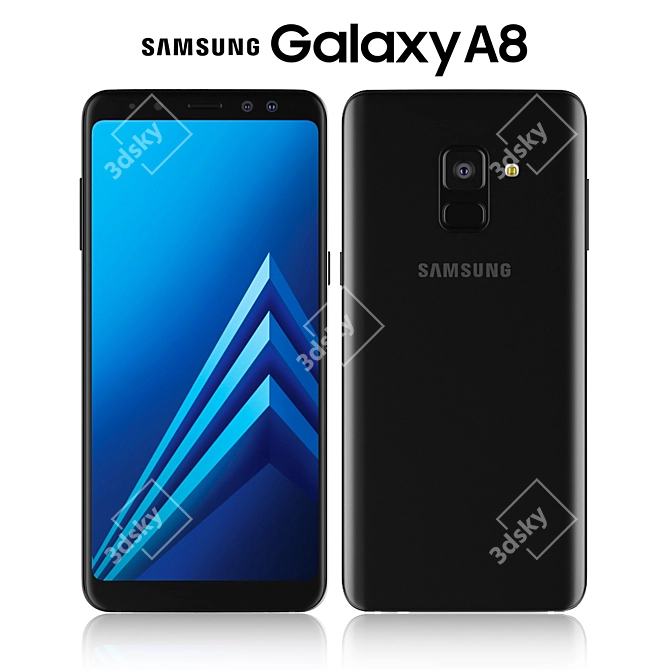 Elegant Samsung Galaxy A8: Black Beauty 3D model image 1