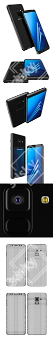 Elegant Samsung Galaxy A8: Black Beauty 3D model image 3