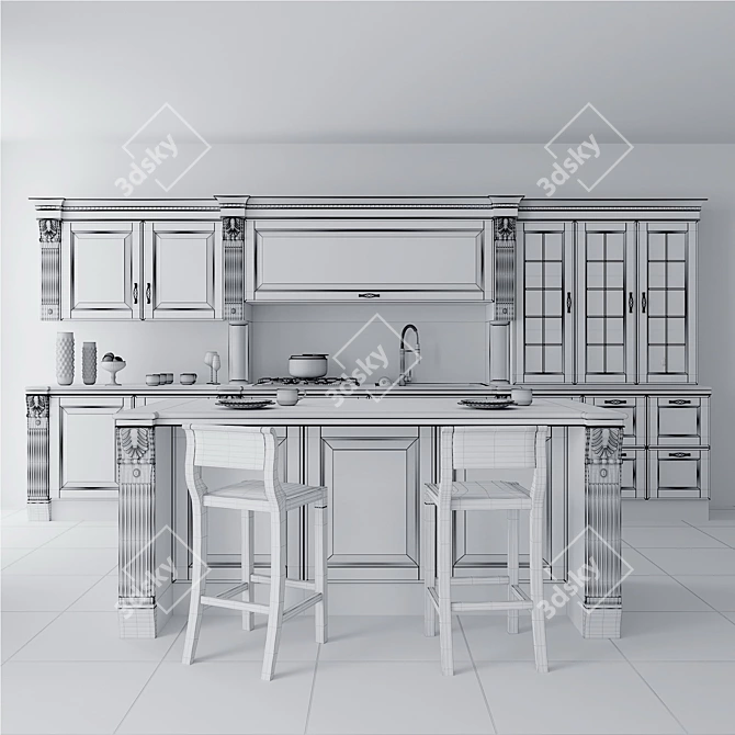 Title: Elegant Scavolini Baltimora Kitchen 3D model image 3