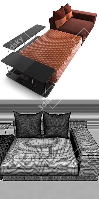 Natuzzi Melpot Sectional Sofa 3D model image 3