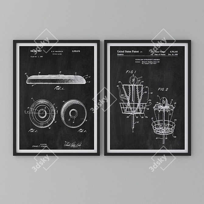 Vintage Frisbee Patent Print 3D model image 1