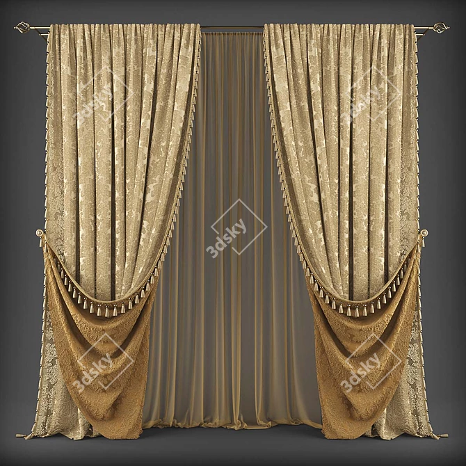 Classic Style Curtains 3D model image 1