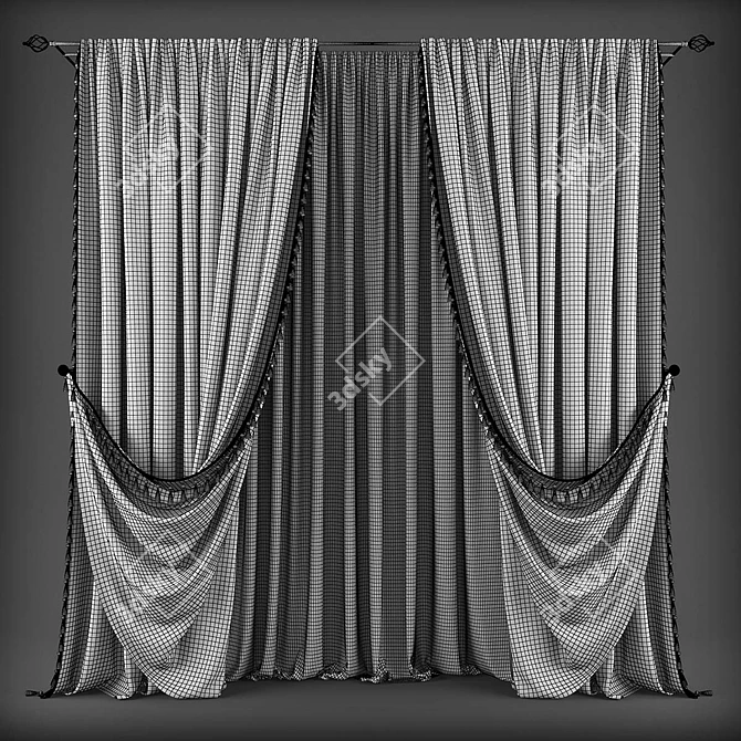 Classic Style Curtains 3D model image 2