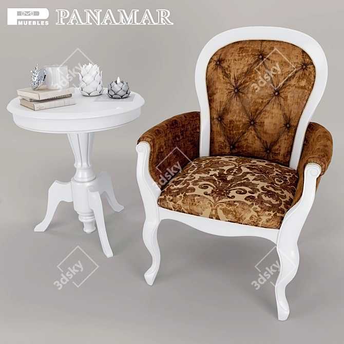 Modern Armchair and Coffee Table Set - Panamar 3D model image 1