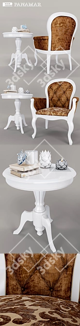 Modern Armchair and Coffee Table Set - Panamar 3D model image 2