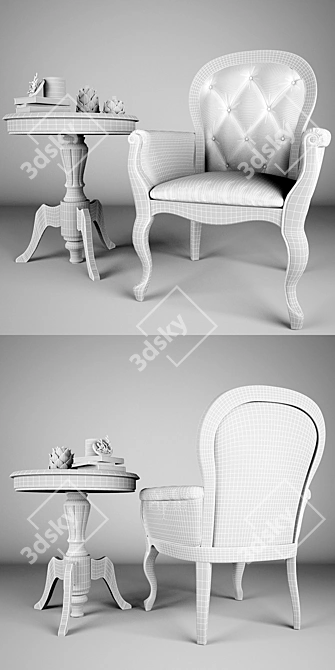 Modern Armchair and Coffee Table Set - Panamar 3D model image 3