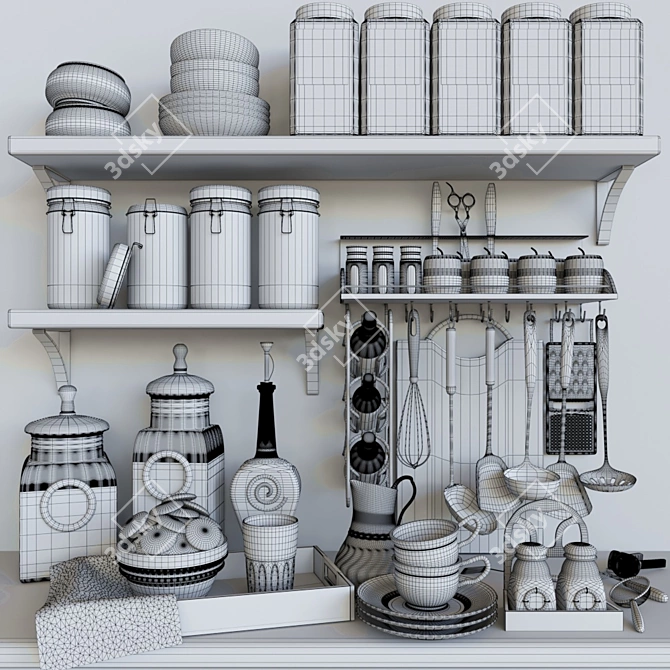 Kitchen Essentials Set: Grocery, Cookies, Cutlery 3D model image 2