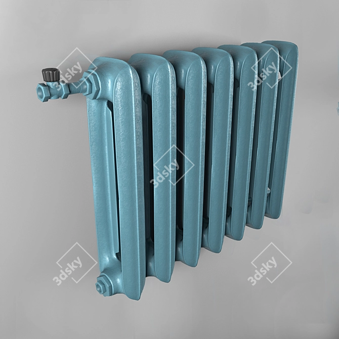 Vintage Blue Iron Radiator MC-140 3D model image 1