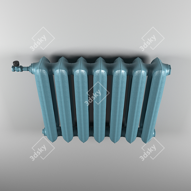 Vintage Blue Iron Radiator MC-140 3D model image 2