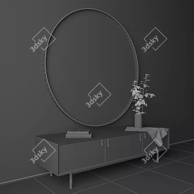 Minimalist Lake Low Credenza 3D model image 3