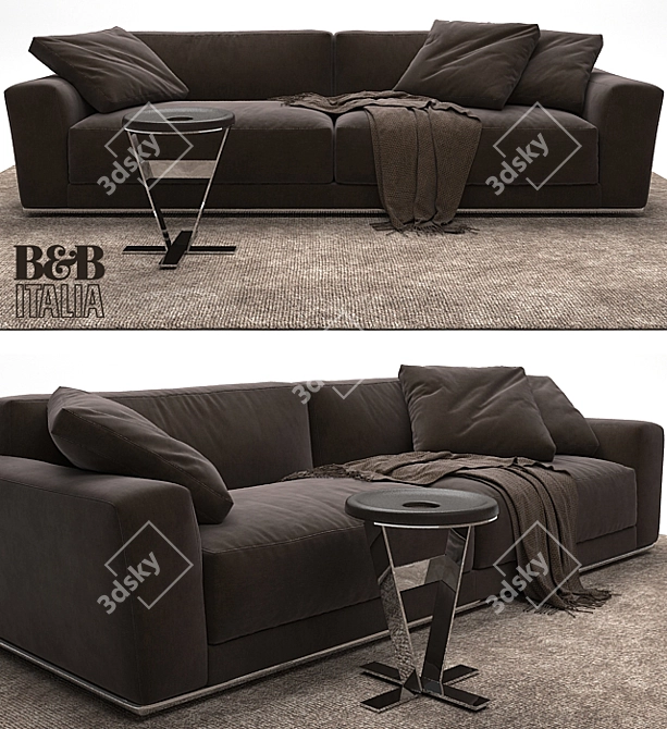 B&B Italia Luis Sofa: Elegant Comfort in 240cm Width 3D model image 2