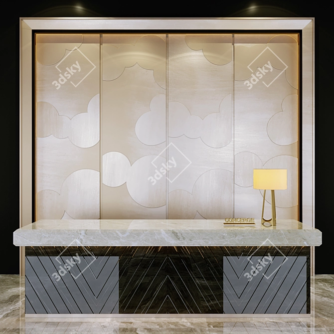 Baker Reception Lamp 3D model image 1