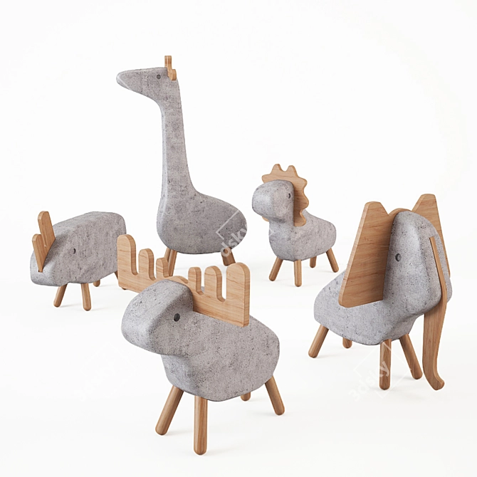 Handcrafted Concrete Animal Figures 3D model image 1
