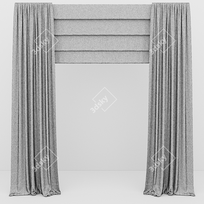 Elegant Gray Roman Curtains 3D model image 3