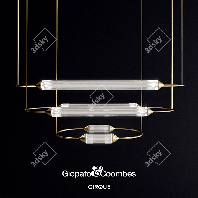 Slender Thread Brass Chandelier 3D model image 1