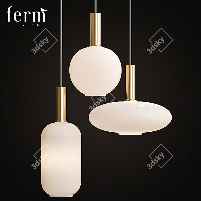 Brass Ellipse Pendant Light 3D model image 1