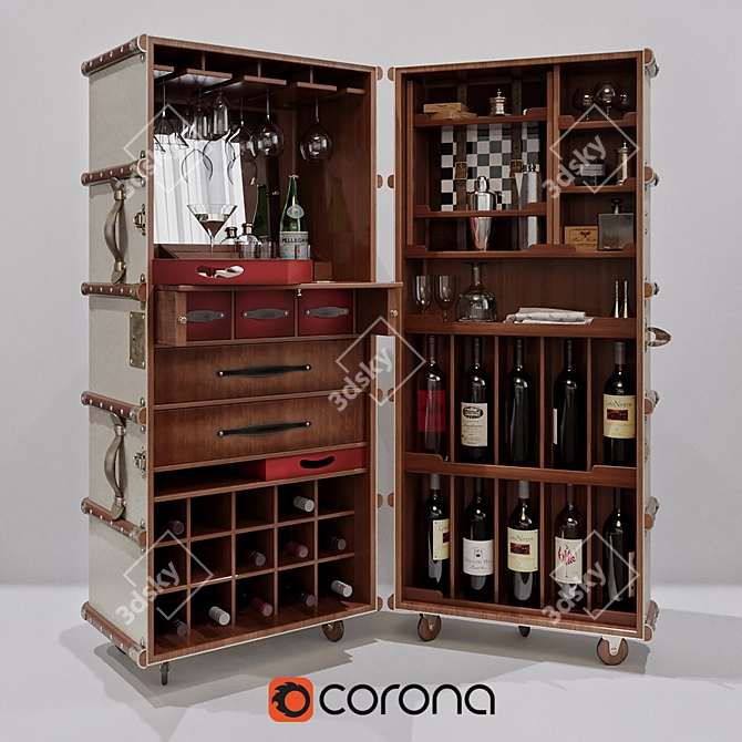 Vintage Stateroom Trunk Bar 3D model image 1