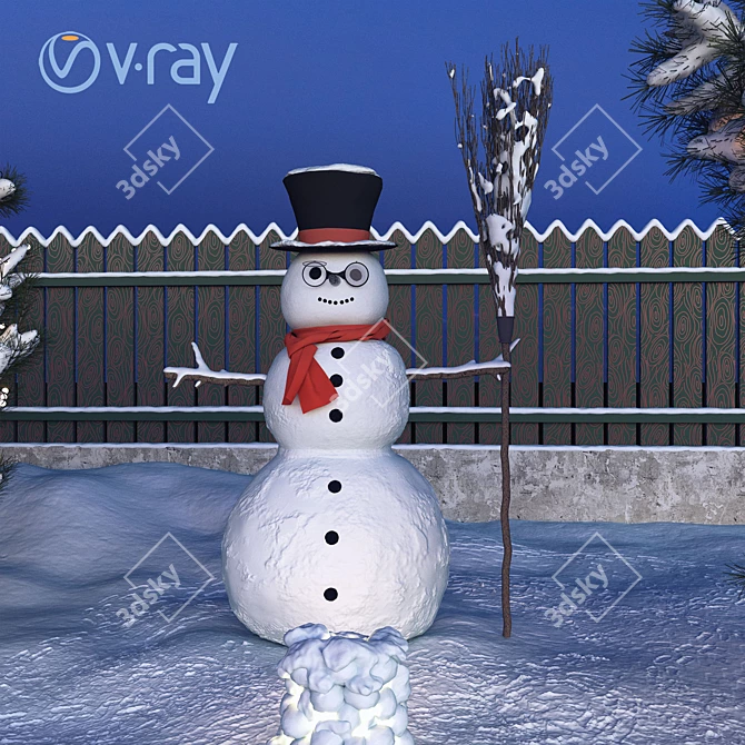 Polygonal Snowman UV Mapped 3D model image 3