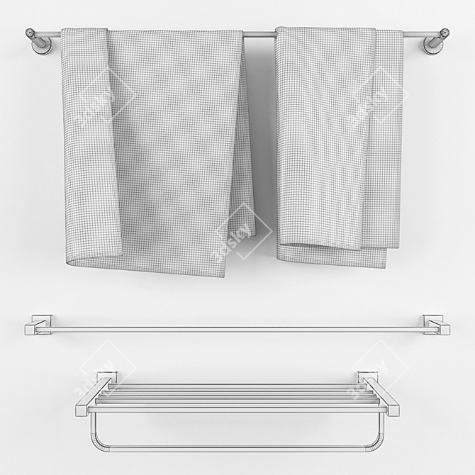 Meir Black Towel Rail Set 3D model image 2