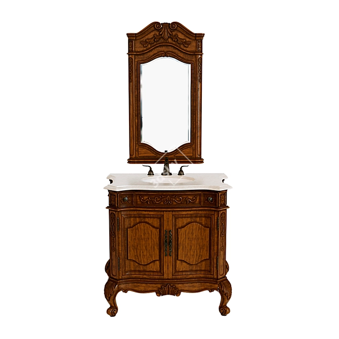 Carved Retreat Sink Chest 3D model image 2