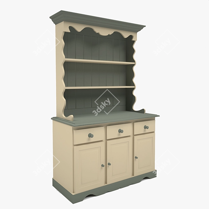 Modern Grey & Beige Kitchen Dresser 3D model image 1