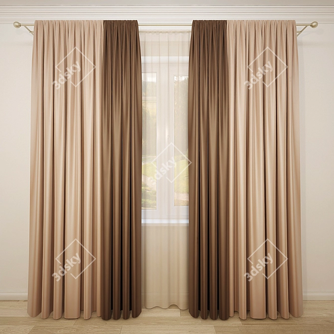 Elegant Shadow Curtains 3D model image 1