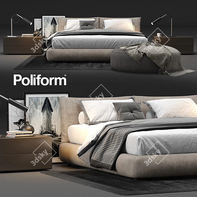 Luxurious Poliform Dream Bed Set 3D model image 1