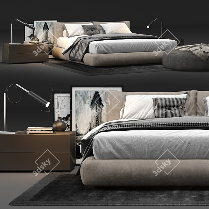 Luxurious Poliform Dream Bed Set 3D model image 2