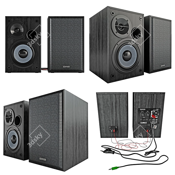 Powerful 2.0 Edifier R1100 Speakers 3D model image 2