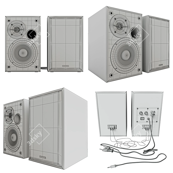 Powerful 2.0 Edifier R1100 Speakers 3D model image 3