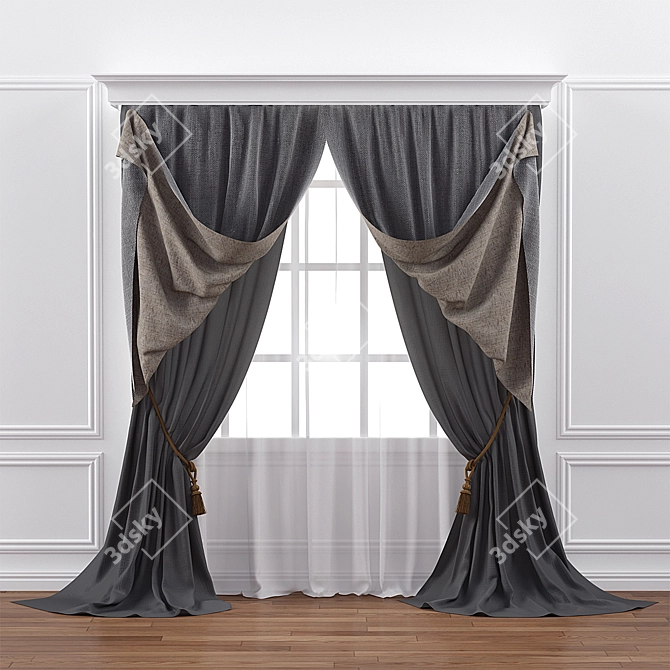 Classic Style Curtain Ensemble 3D model image 1